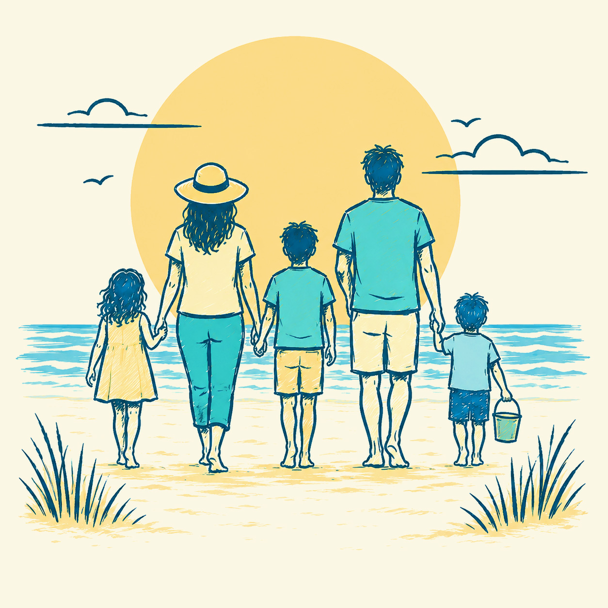 Family in Crisis on the beach