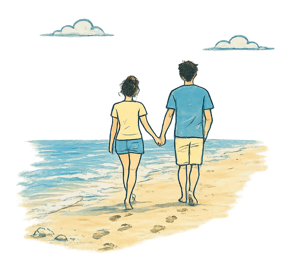 Two people walking on the beach; therapy for relationships in Long Beach, NY